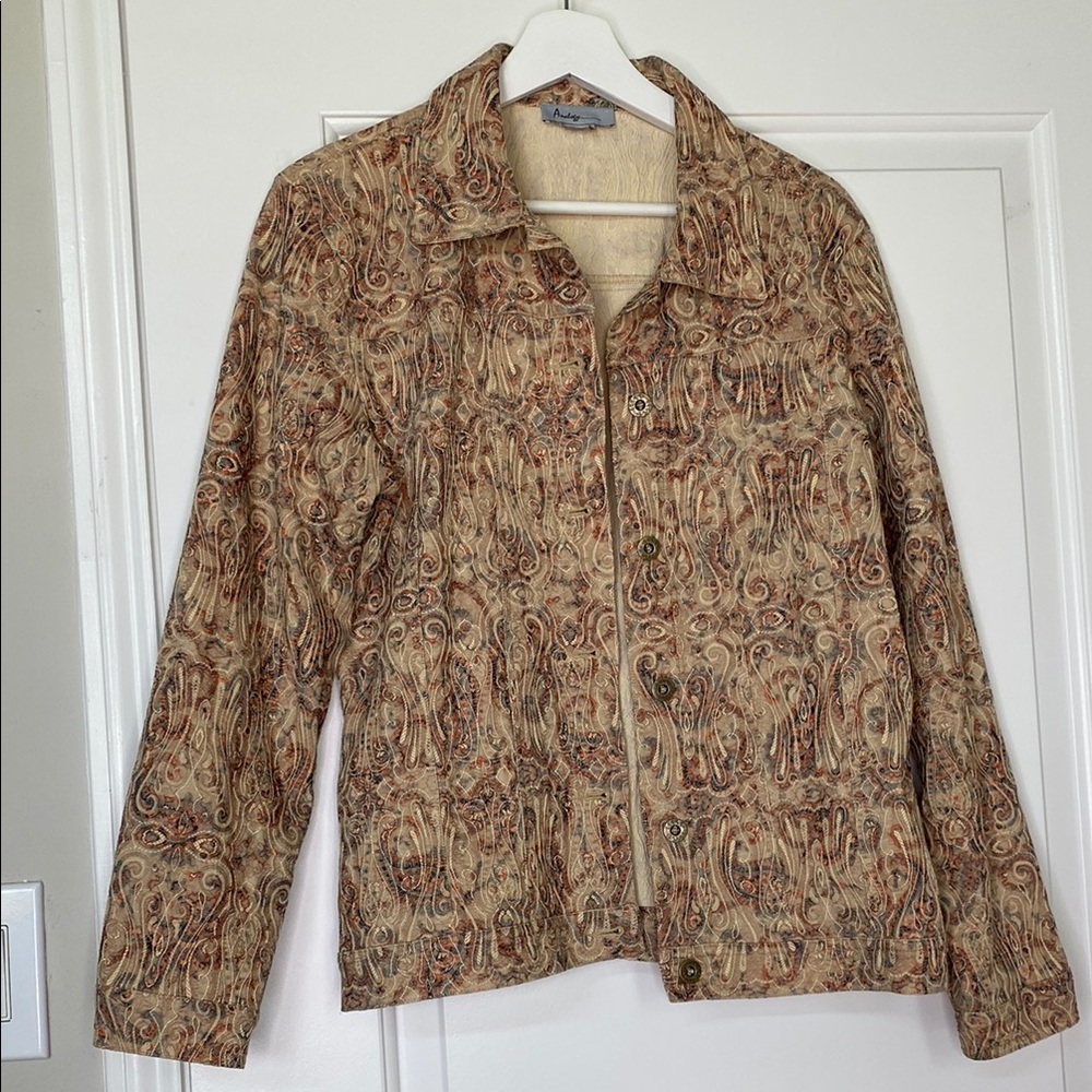 Western Boho Paisley Tan and Brown Jacket with Embroidery